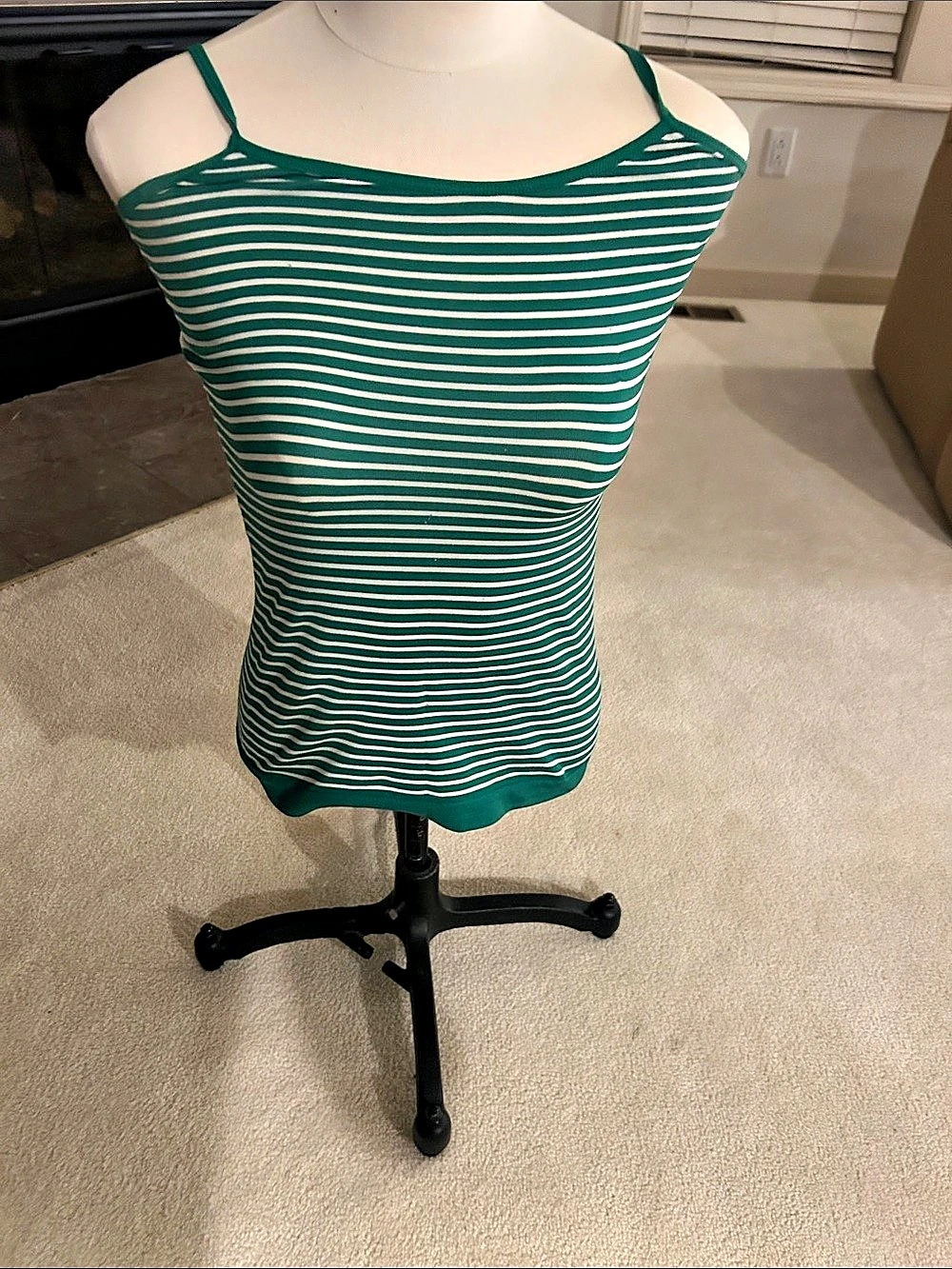 Striped Green & White Tank Top